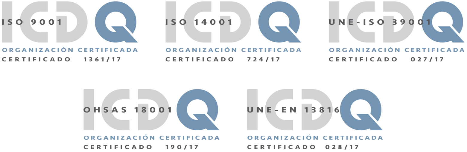 ISO 9001 / ISO 14001 / ISO 18001/UNE 13816/ISO 39001